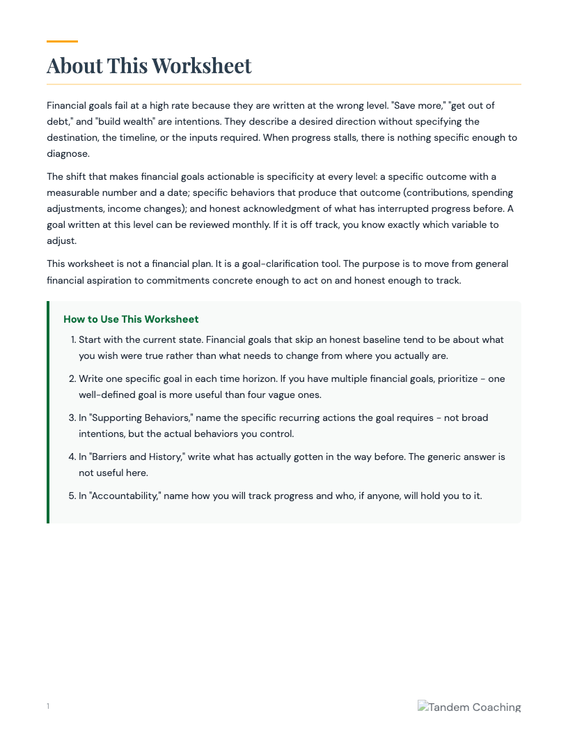 Personal Finance Goals - preview