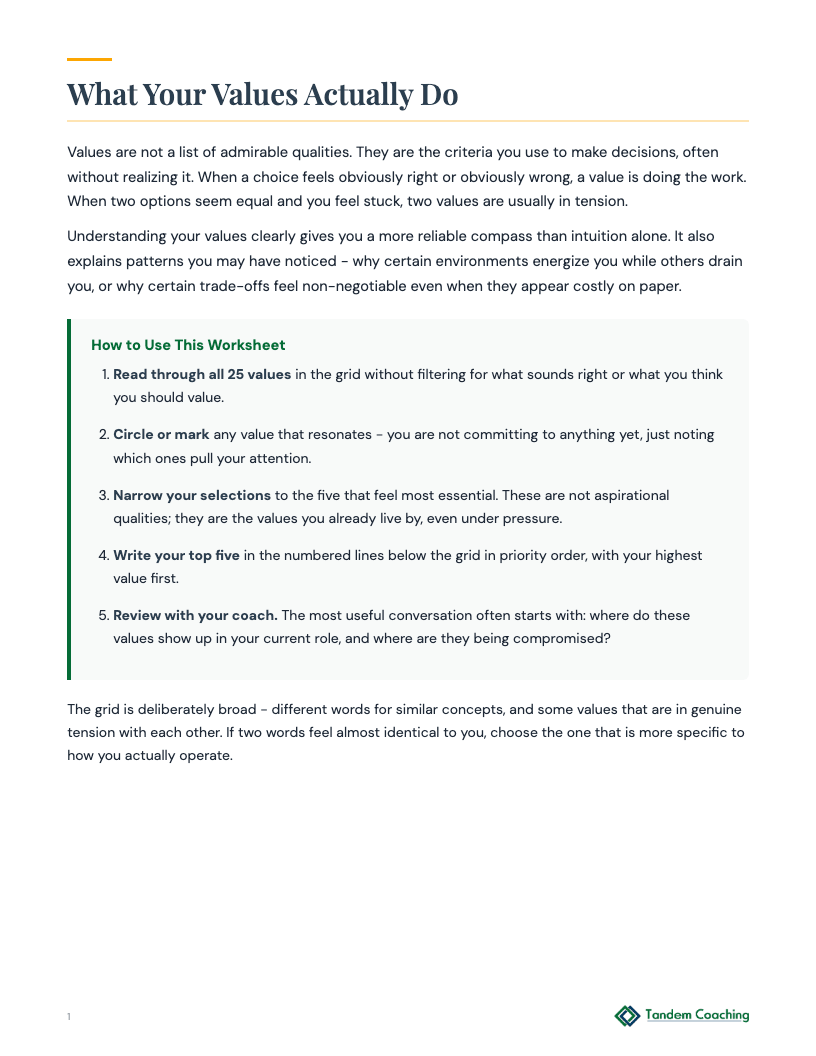 Personal Values Identifier - preview