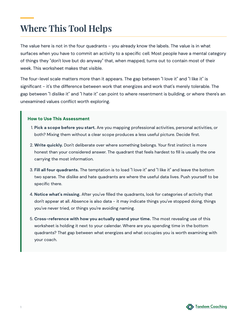 Quadrants of Likes and Dislikes - preview