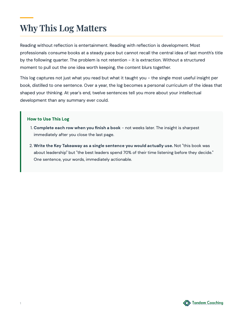 Reading Log - preview