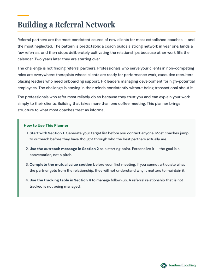 Referral Partner Outreach Planner - preview