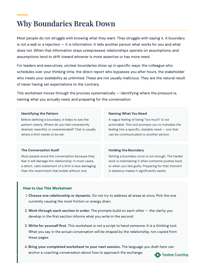 Relationship Boundaries Worksheet - preview