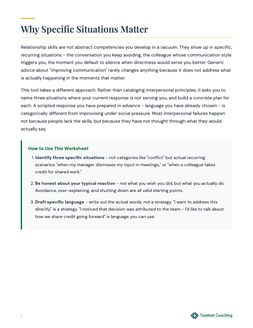 Relationship Skills Action Plan - preview