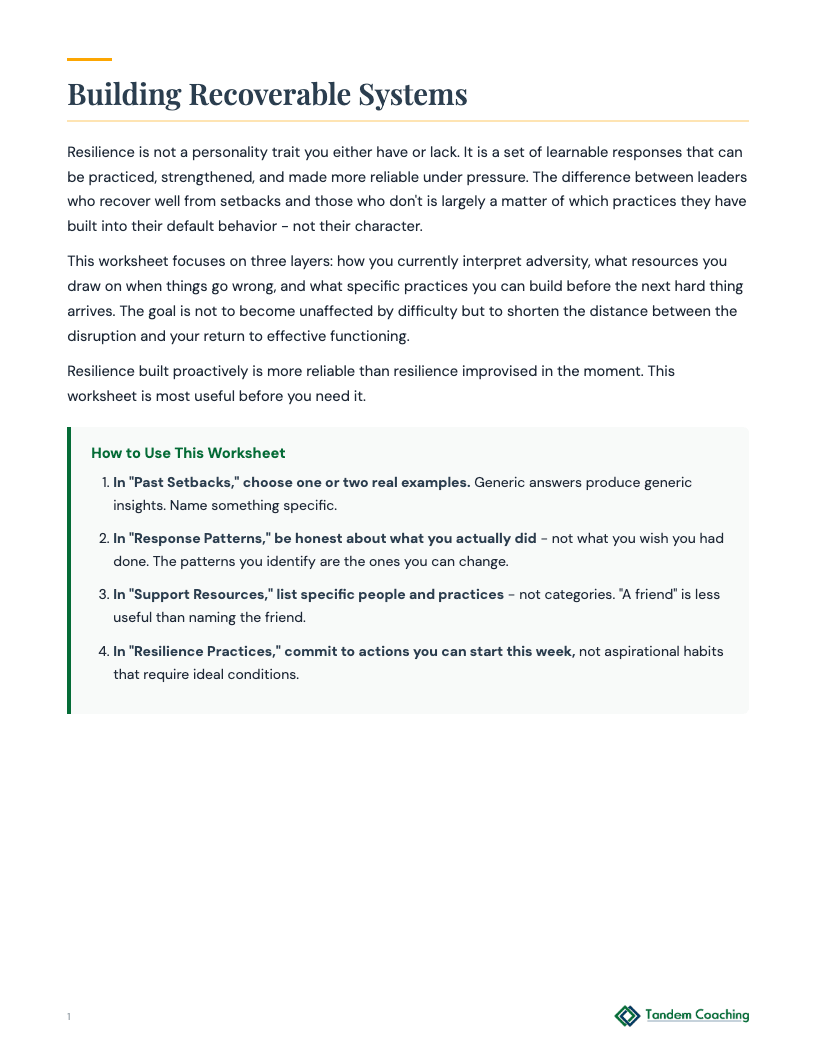 Resilience Building Plan - preview