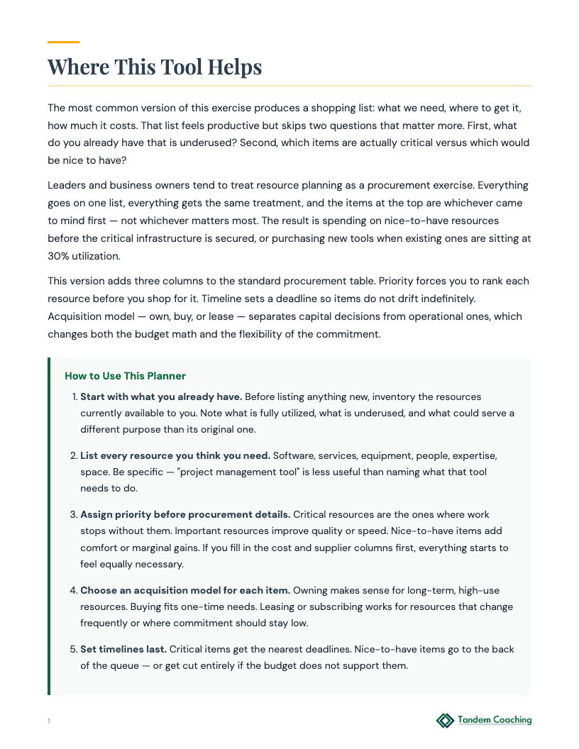 Resource Procurement Planner - preview