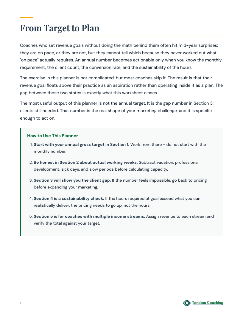 Revenue Goal Planner - preview