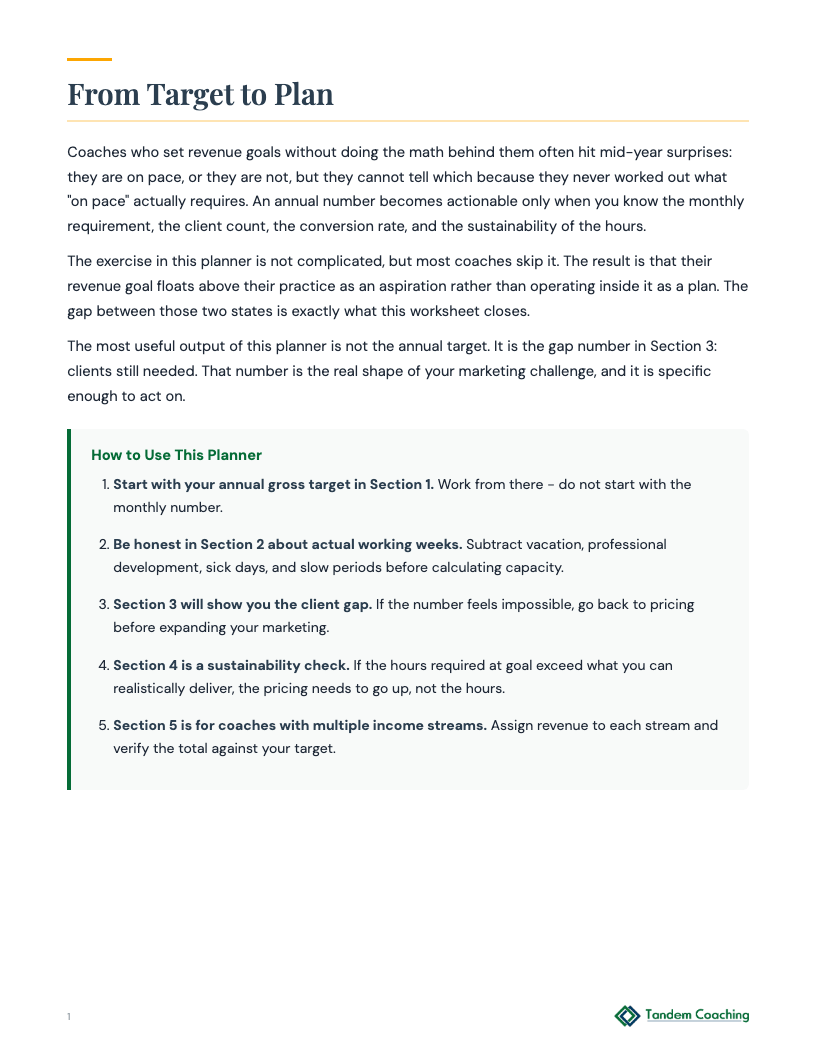 Revenue Goal Planner - preview
