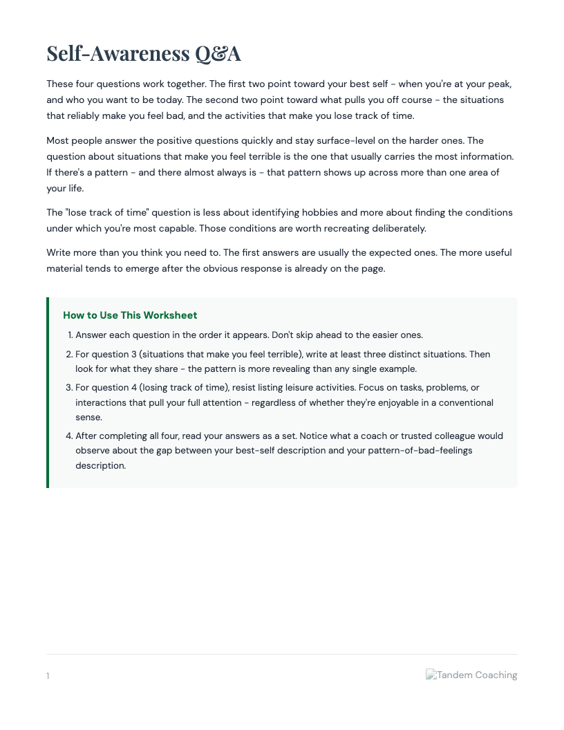 Self-Awareness Q&A - preview