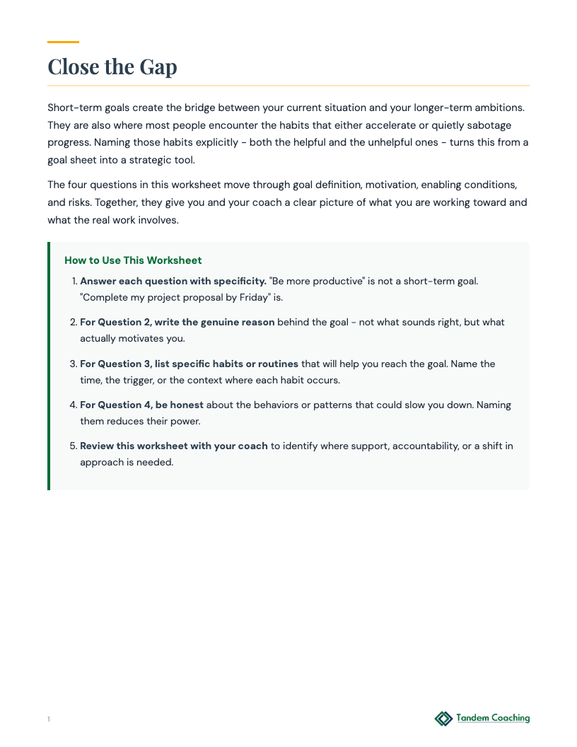 Short-Term Coaching Goals - preview