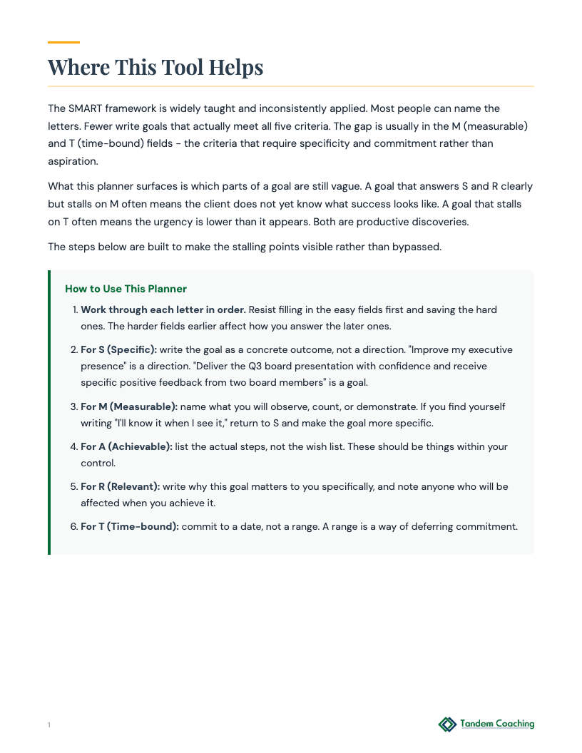 SMART Goal Planner - preview