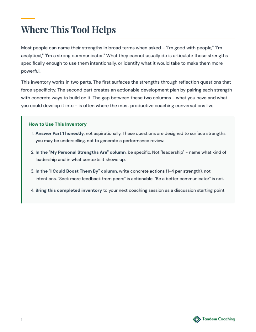 Strengths Inventory - preview