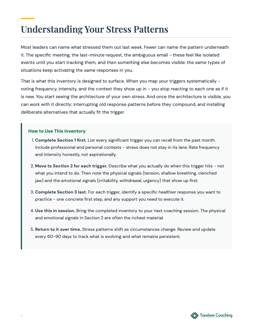 Stress Trigger Inventory - preview