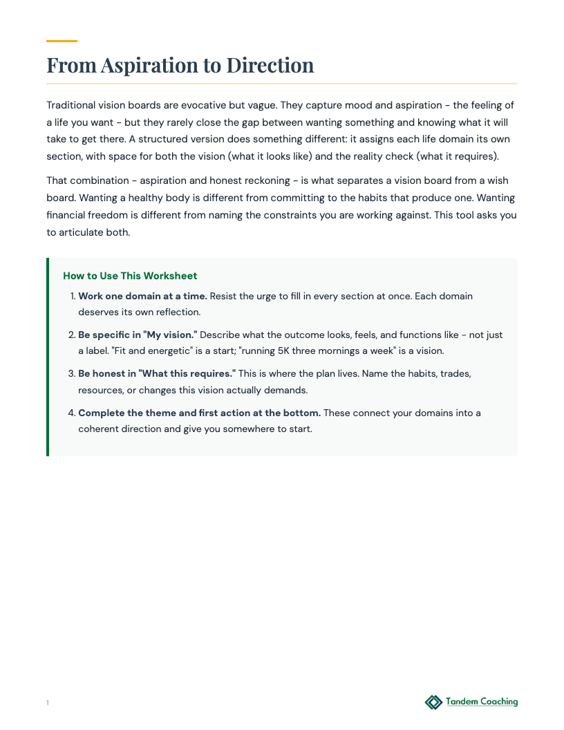 Structured Vision Board - preview