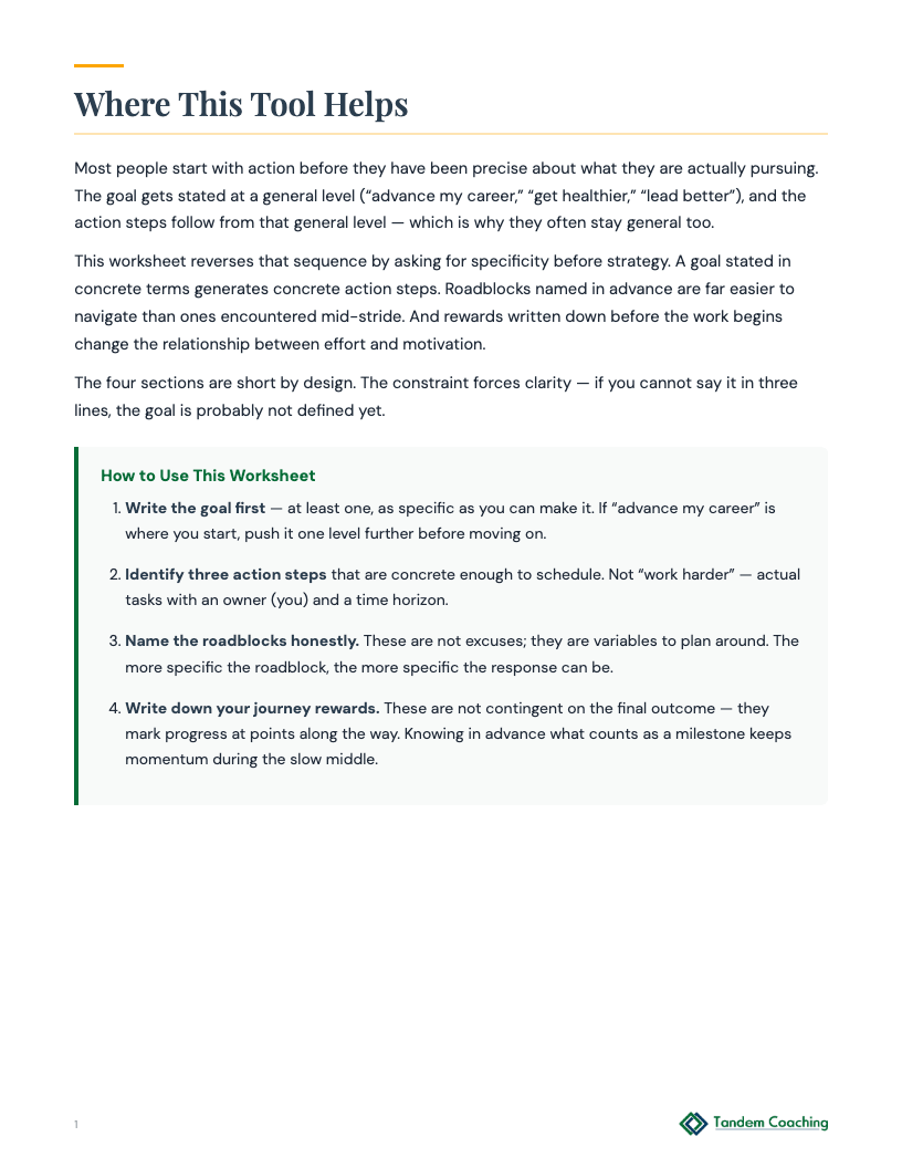 Success Definition Worksheet - preview