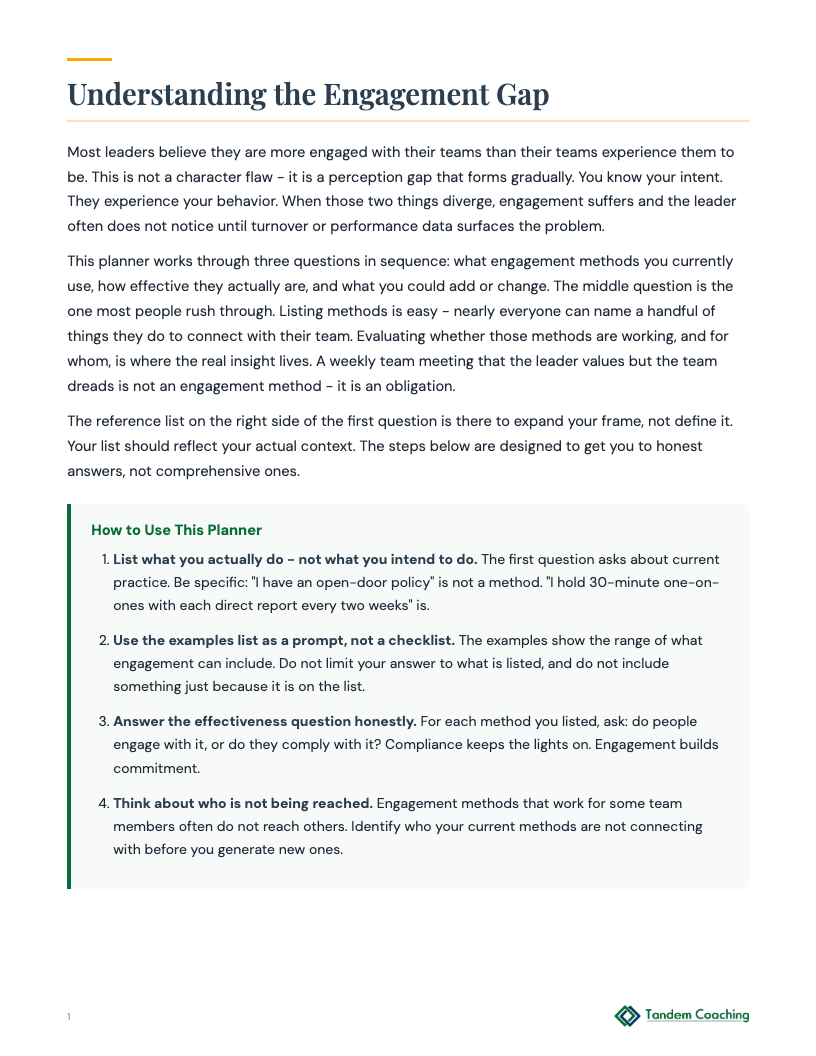 Team Engagement Planner - preview