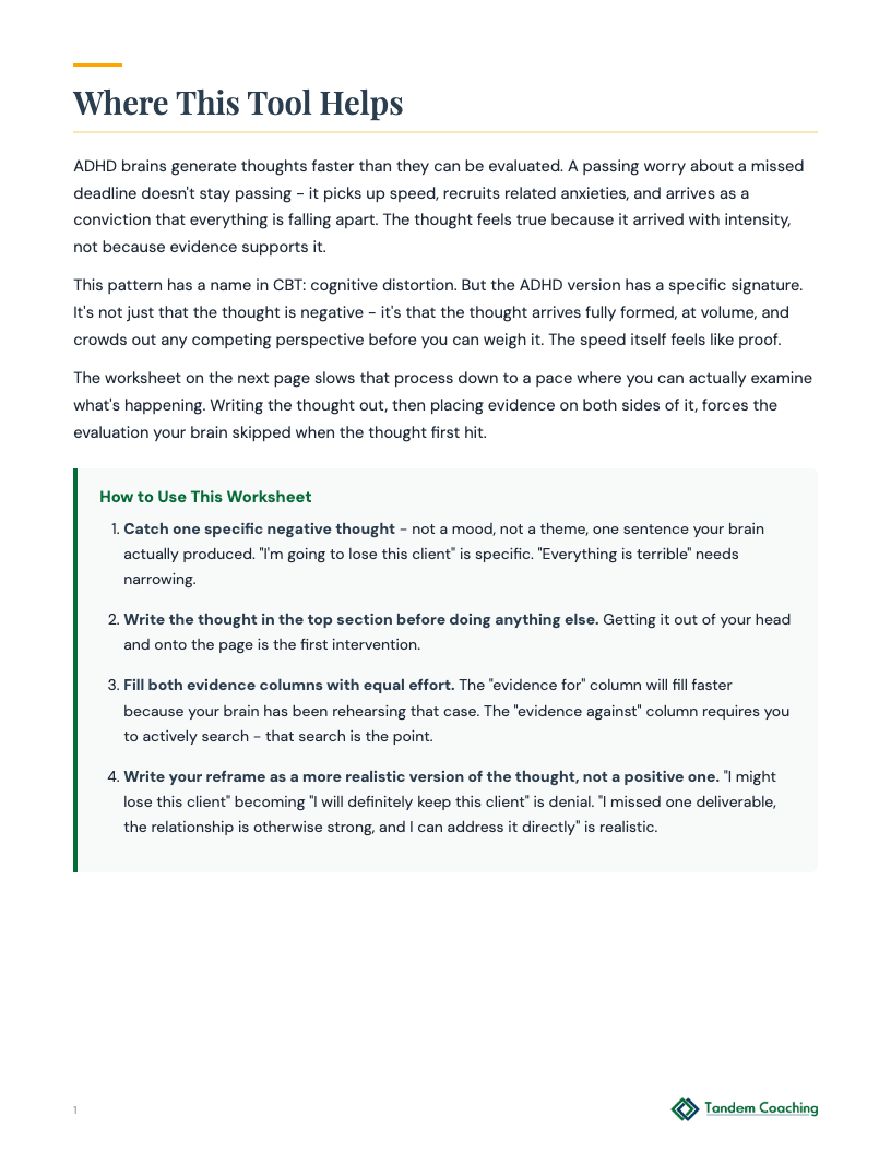 Thought Reframe Worksheet - preview