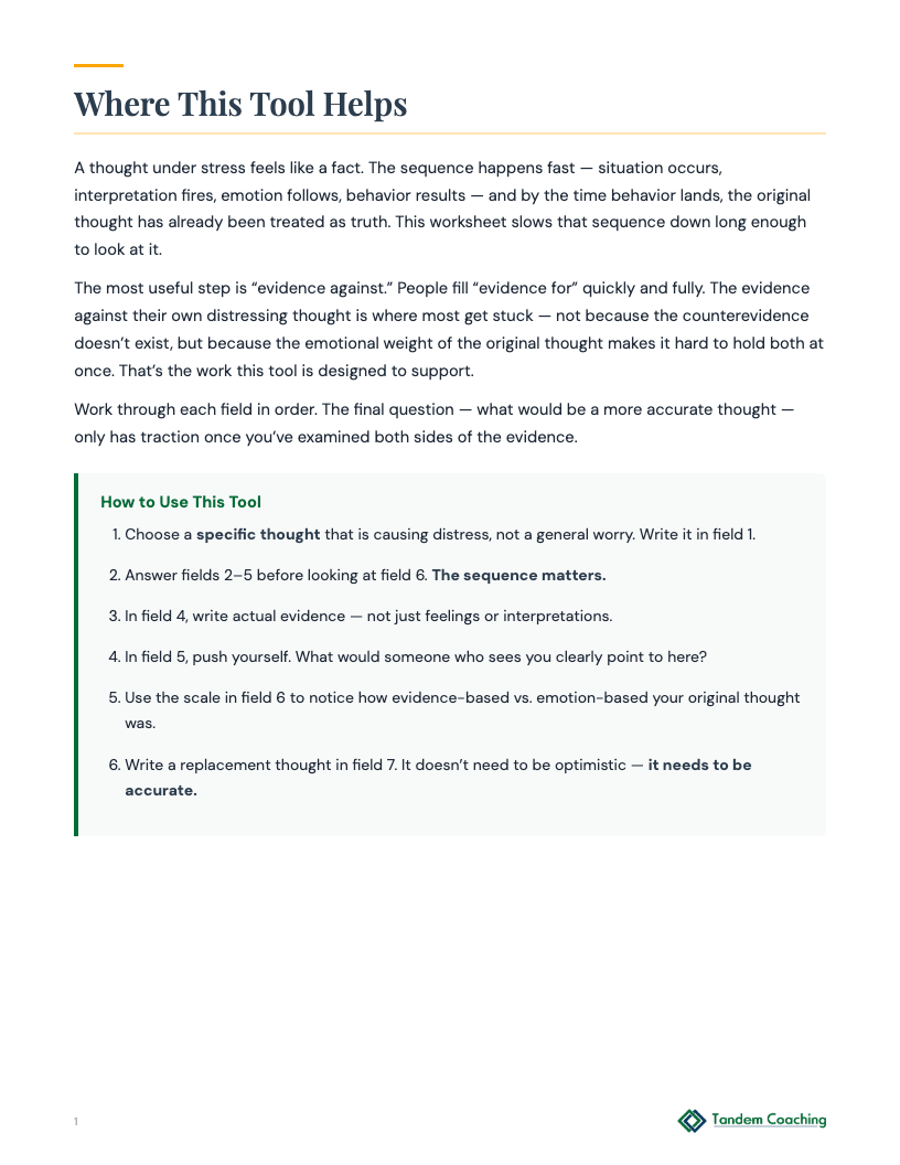 Thought Reframing Practice - preview