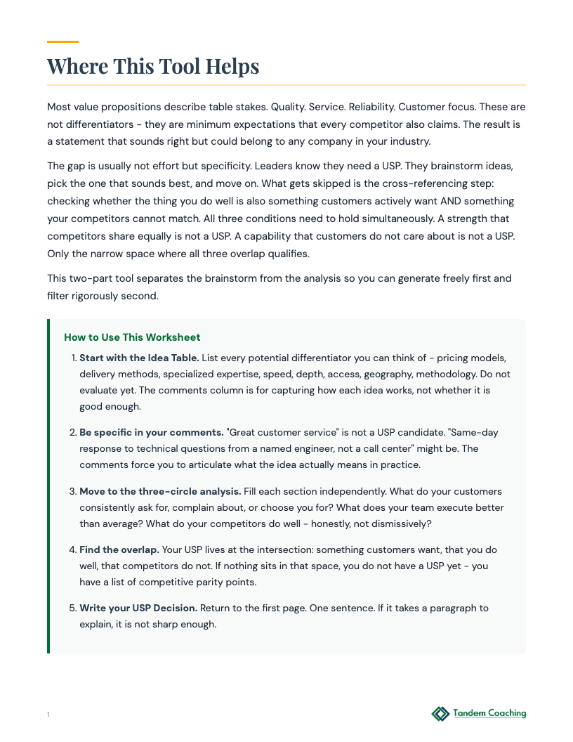 Unique Value Proposition - preview