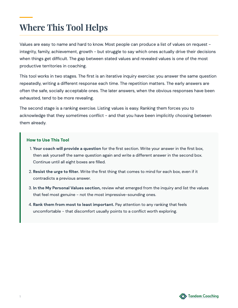 Values Clarification - preview