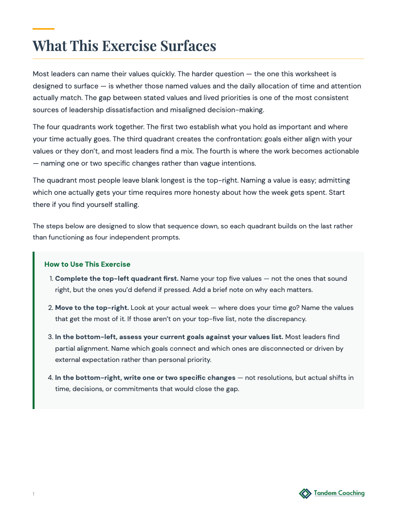 Values Identification Exercise - preview