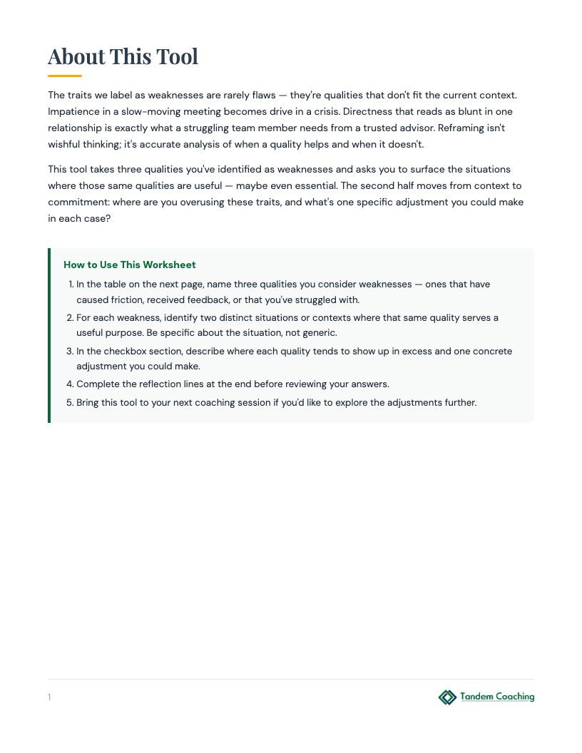 Weakness Reframing - preview