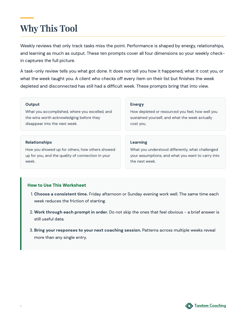 Weekly Check-In - preview