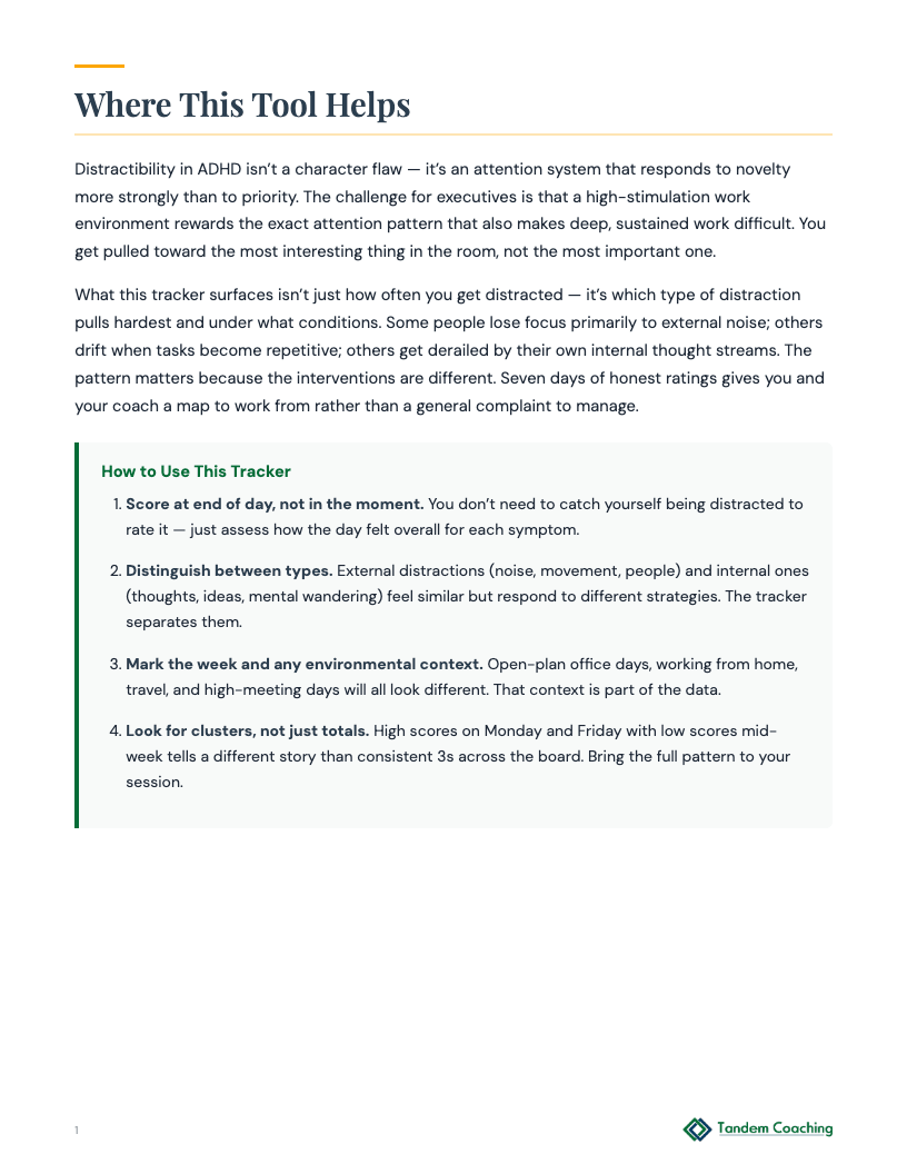 Weekly Distractibility Tracker - preview