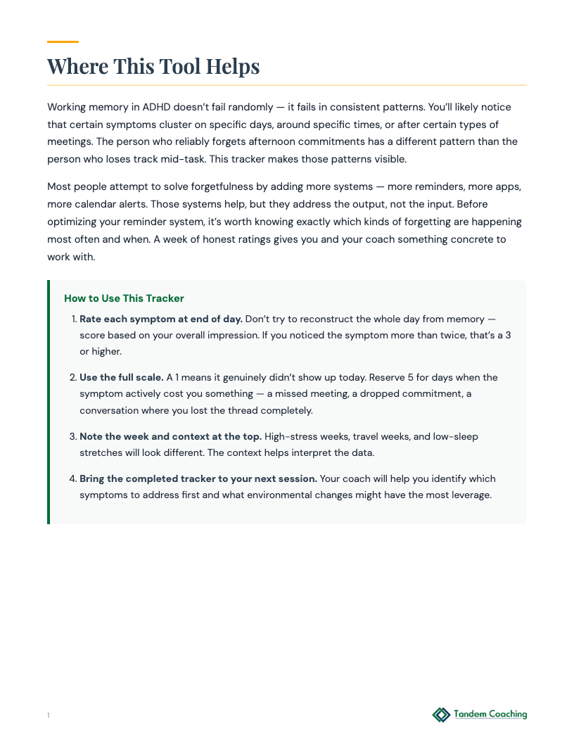 Weekly Forgetfulness Tracker - preview