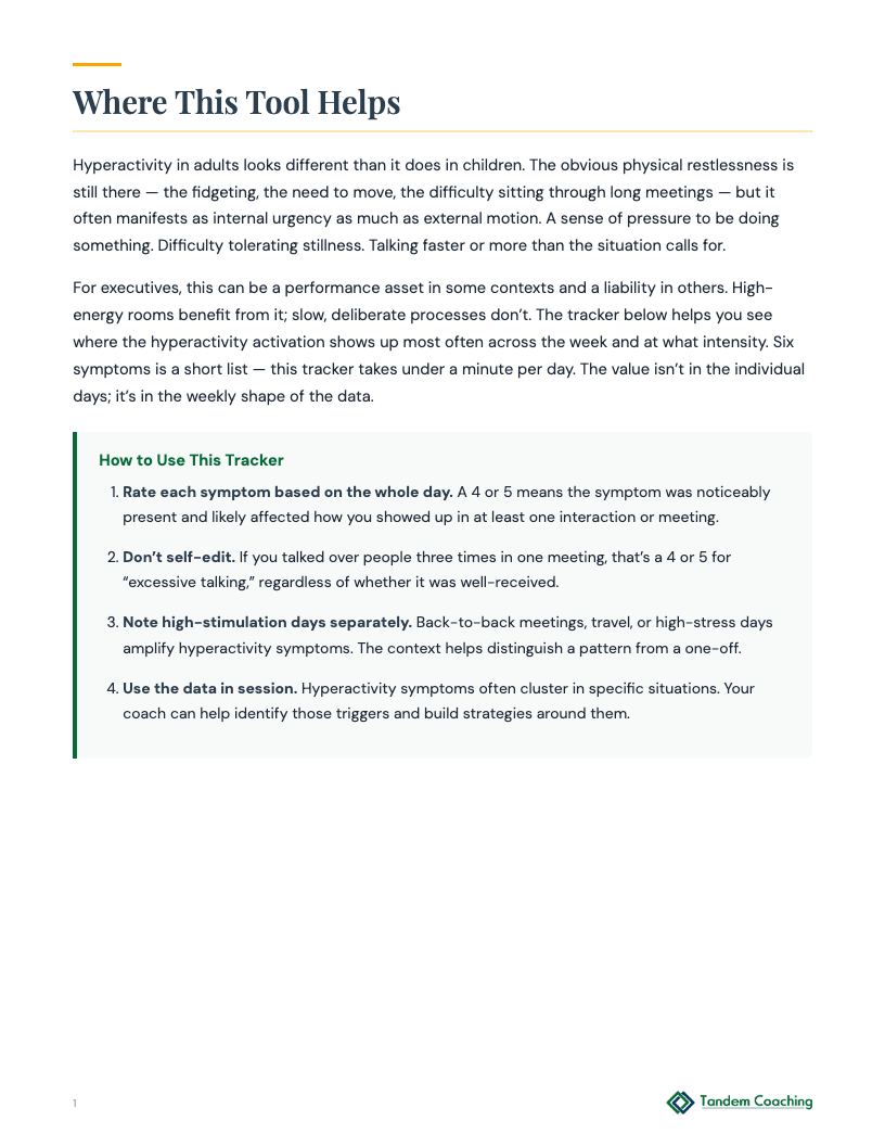 Weekly Hyperactivity Tracker - preview