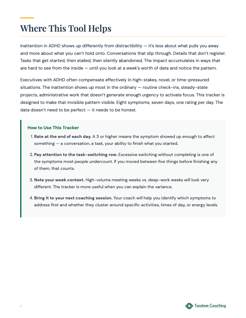 Weekly Inattention Tracker - preview