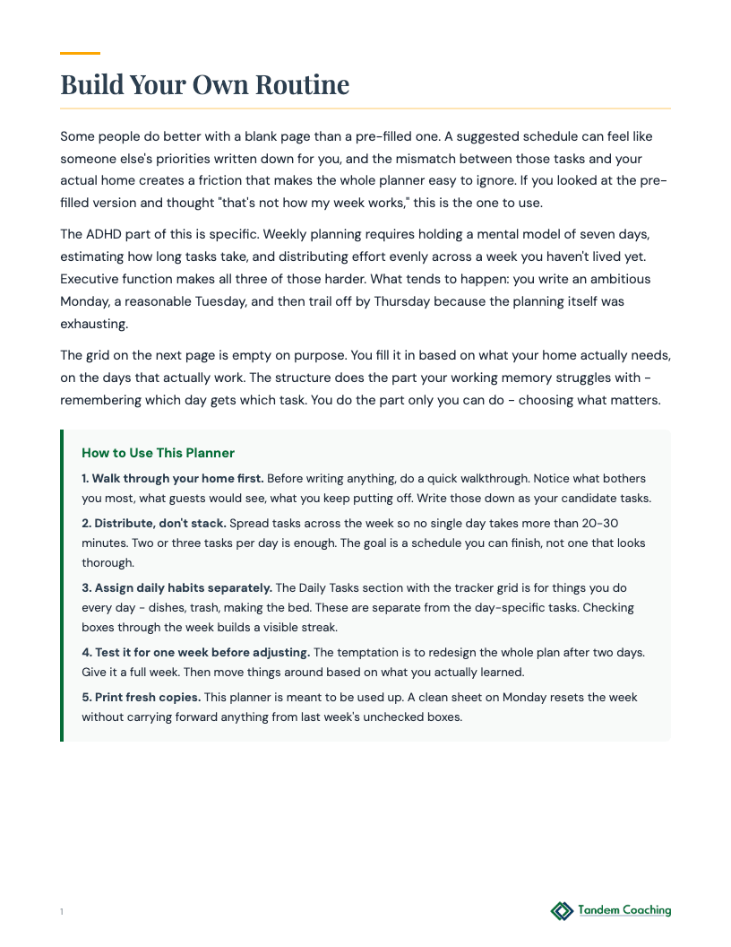 Weekly Maintenance Planner (Blank) - preview
