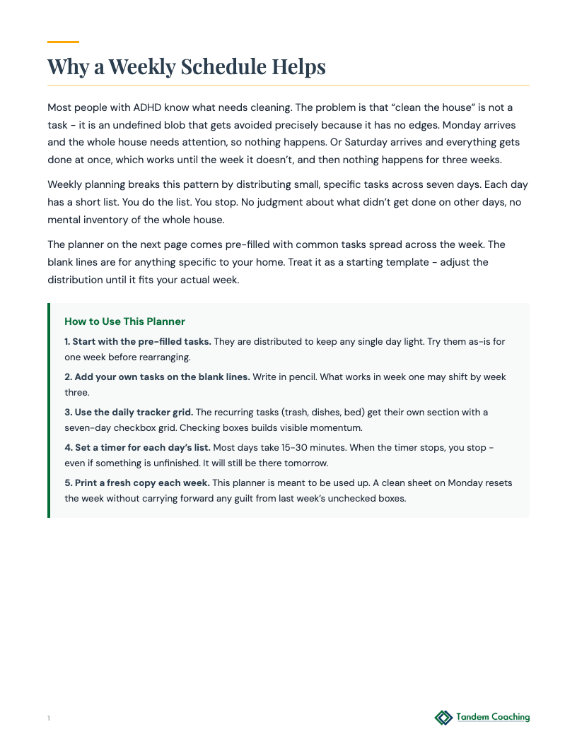 Weekly Maintenance Planner - preview