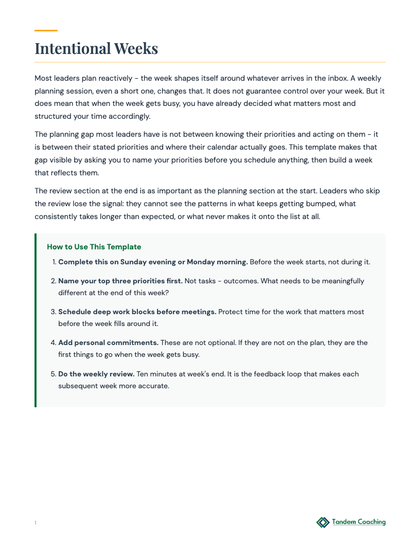 Weekly Planning Template - preview
