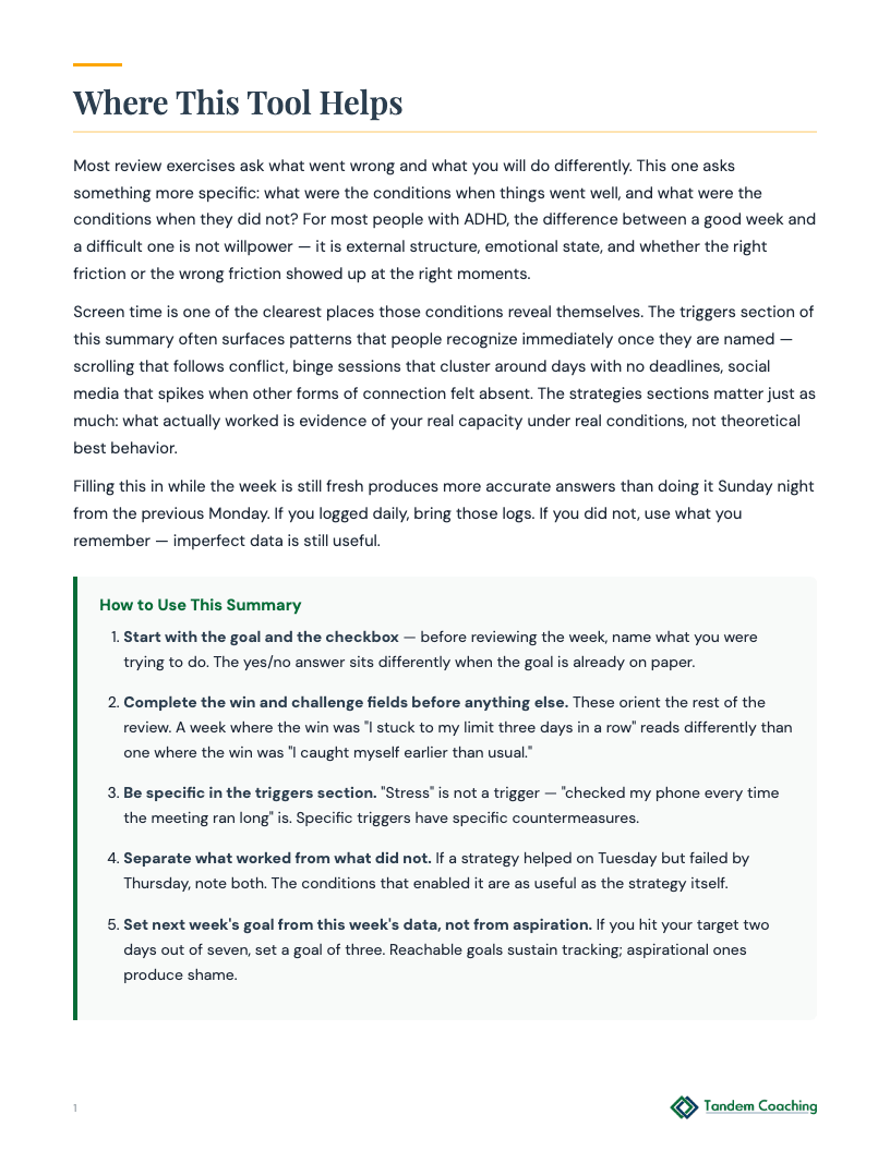 Weekly Screen Time Summary - preview