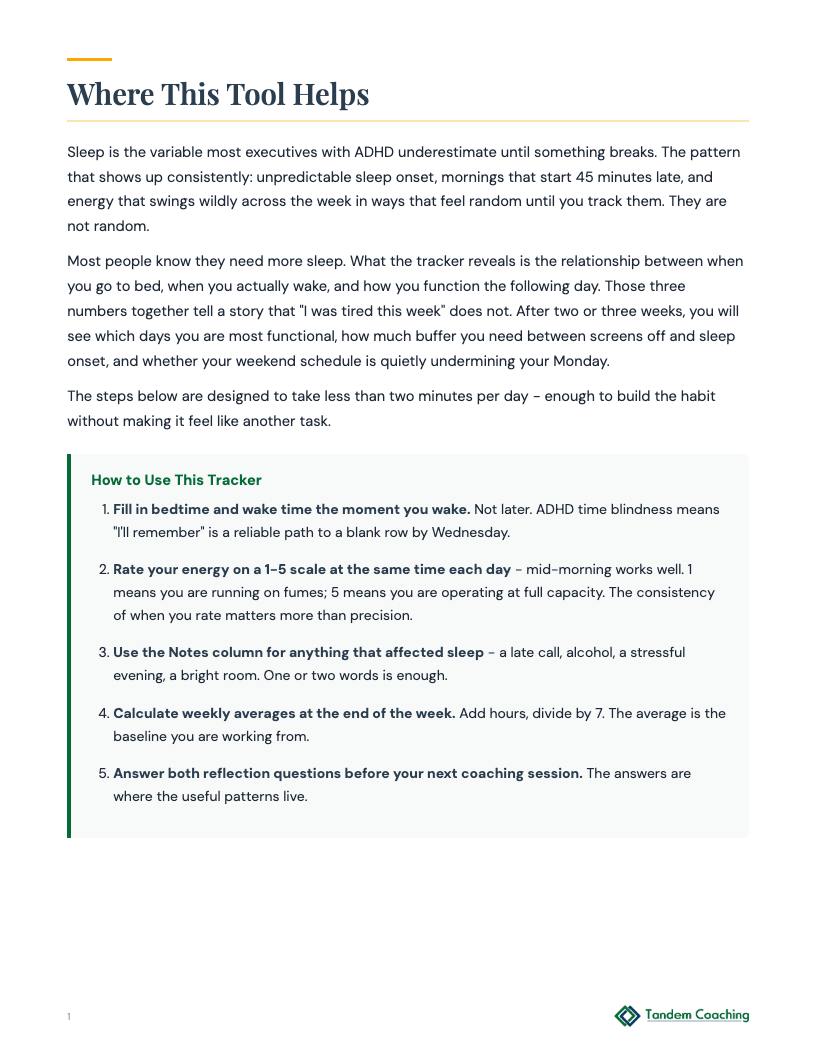 Weekly Sleep Tracker - preview