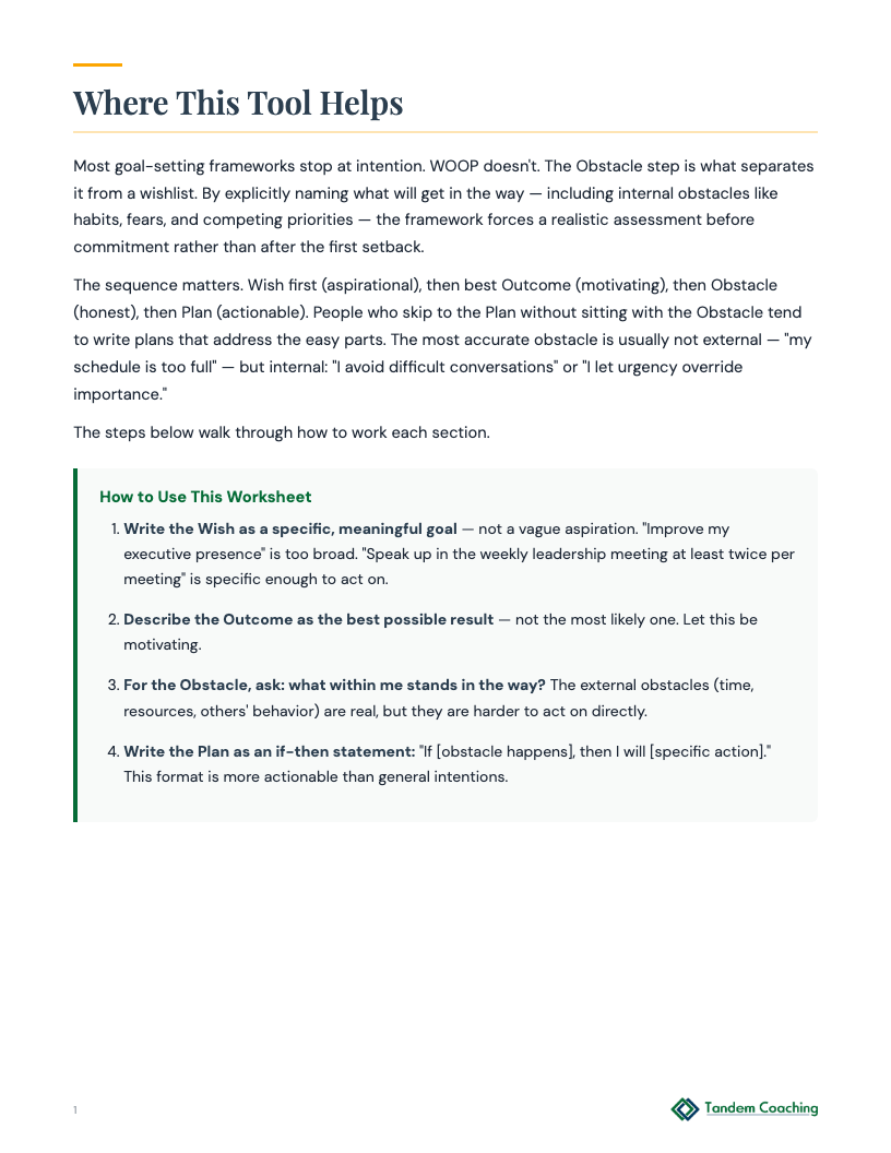 WOOP Goal Setting - preview