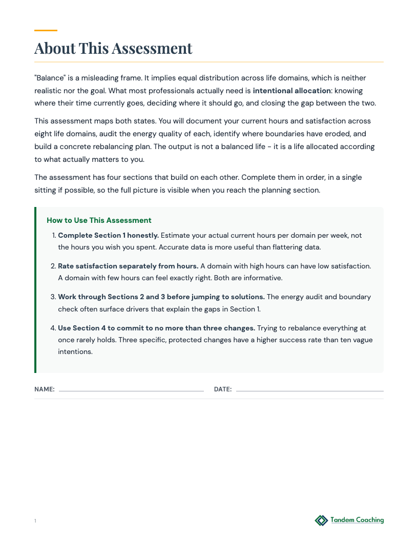 Work-Life Balance Assessment - preview