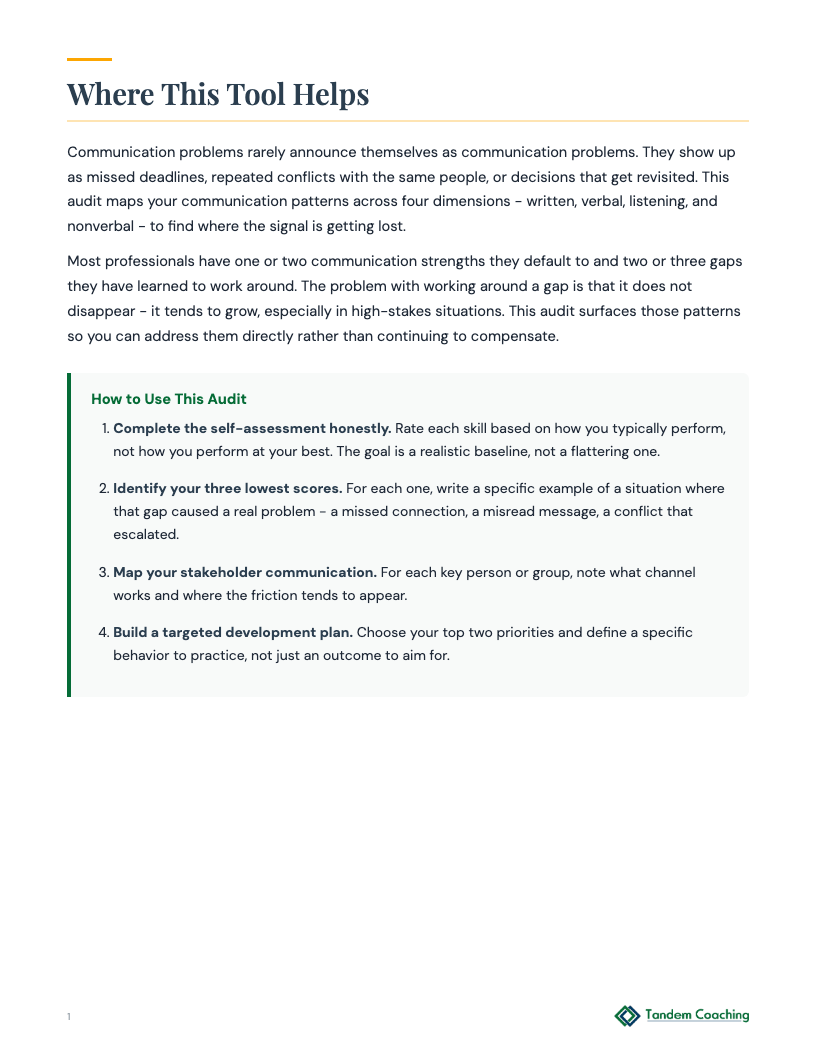 Workplace Communication Skills Audit - preview