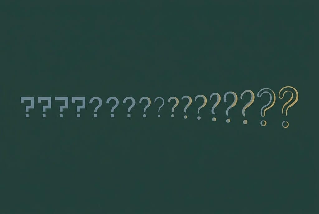 Editorial illustration of question marks shifting from machine-precise to hand-drawn forms, illustrating that coaching is a range rather than a single thing on one side of an automation line