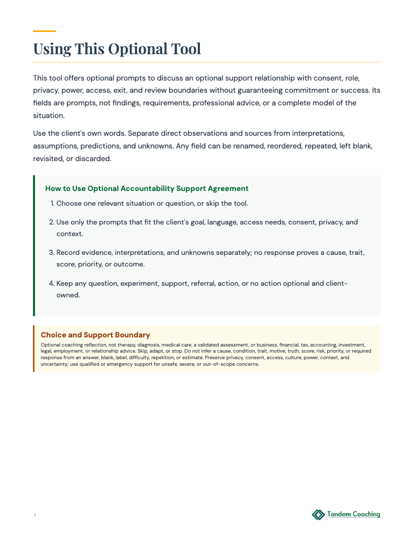 Optional Accountability Support Agreement - preview