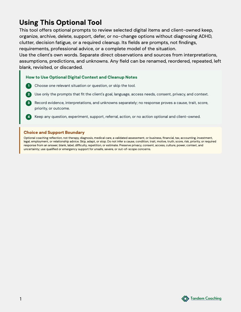 Optional Digital Context and Cleanup Notes - preview