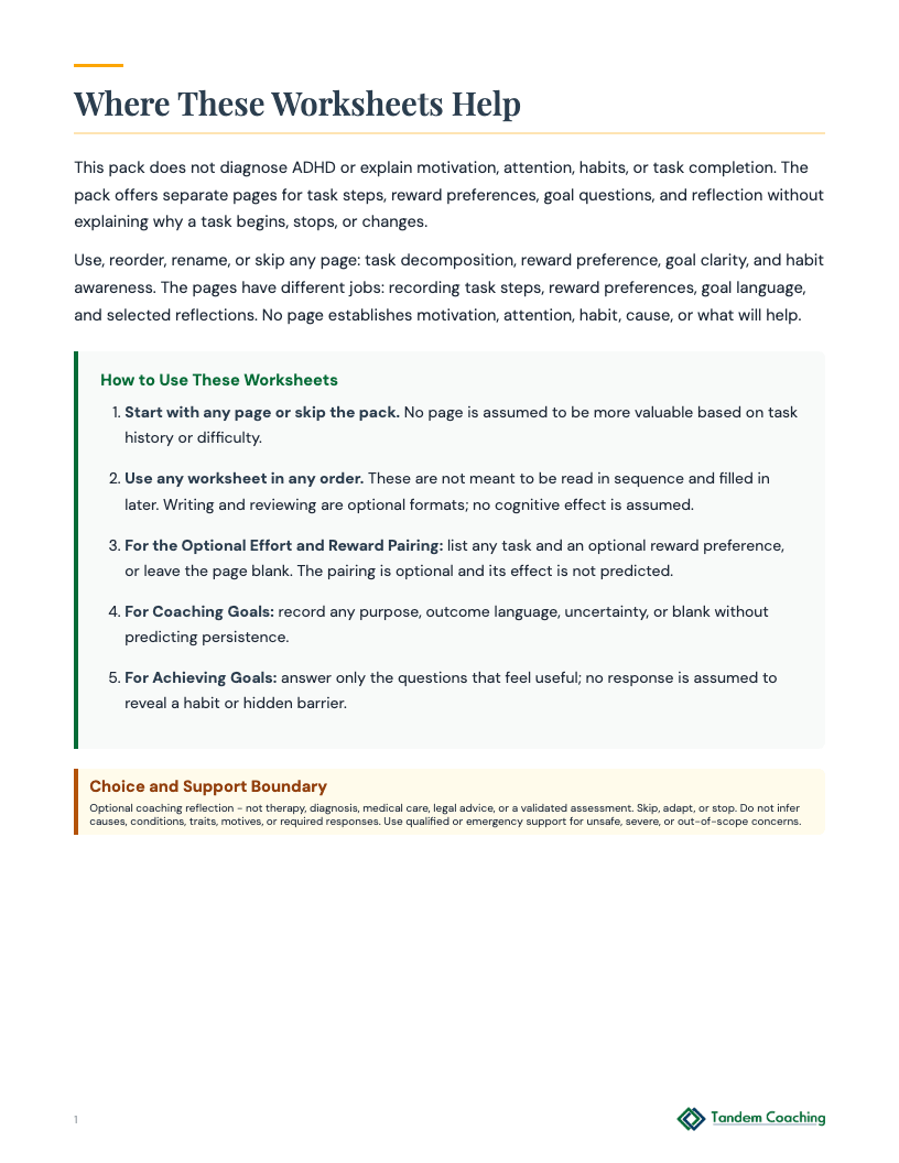 Goal Planning Practice Pack - preview