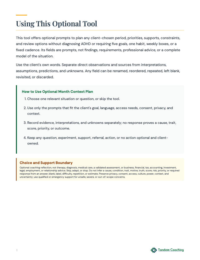 Optional Month Context Plan - preview
