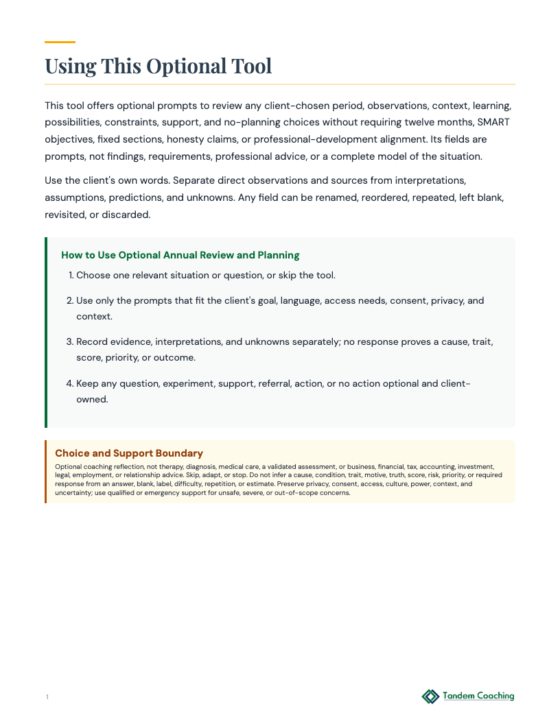 Optional Annual Review and Planning - preview