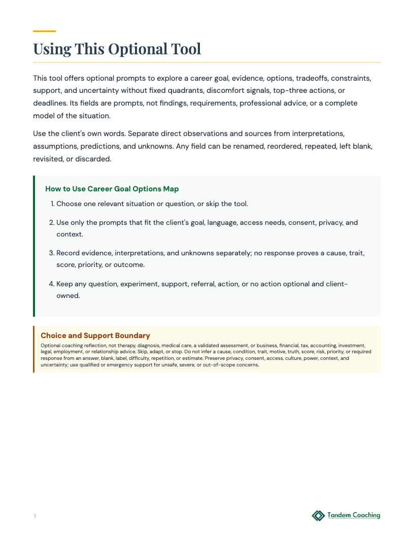 Career Goal Options Map - preview