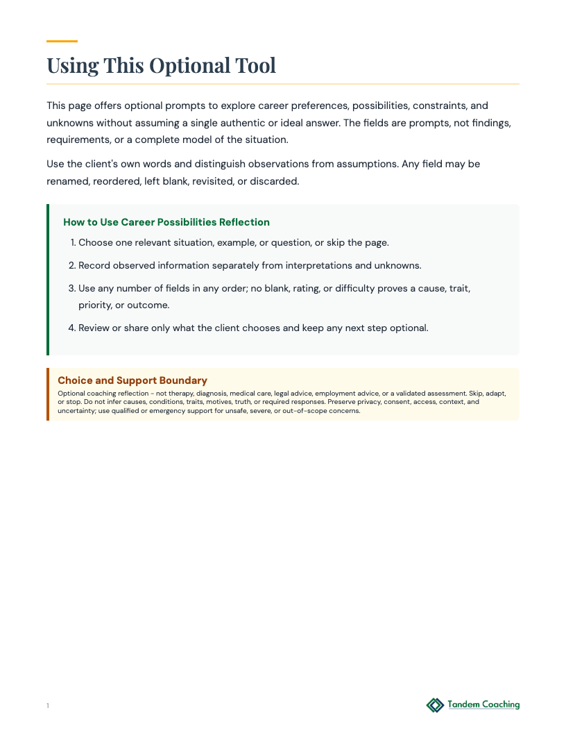 Career Possibilities Reflection - preview