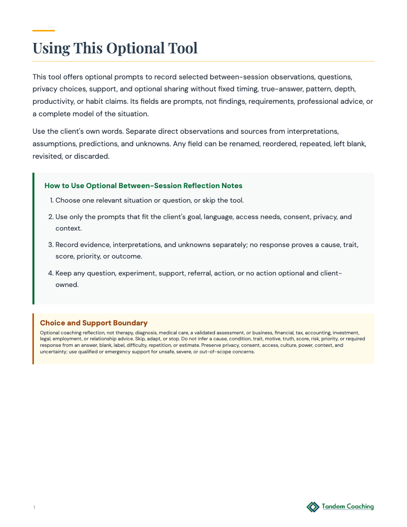Optional Between-Session Reflection Notes - preview