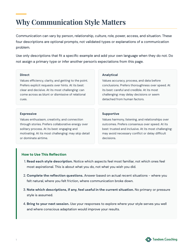 Communication Style Reflection - preview