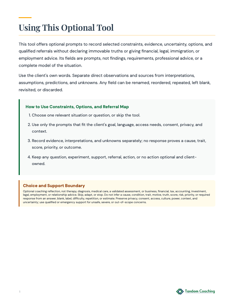 Constraints, Options, and Referral Map - preview