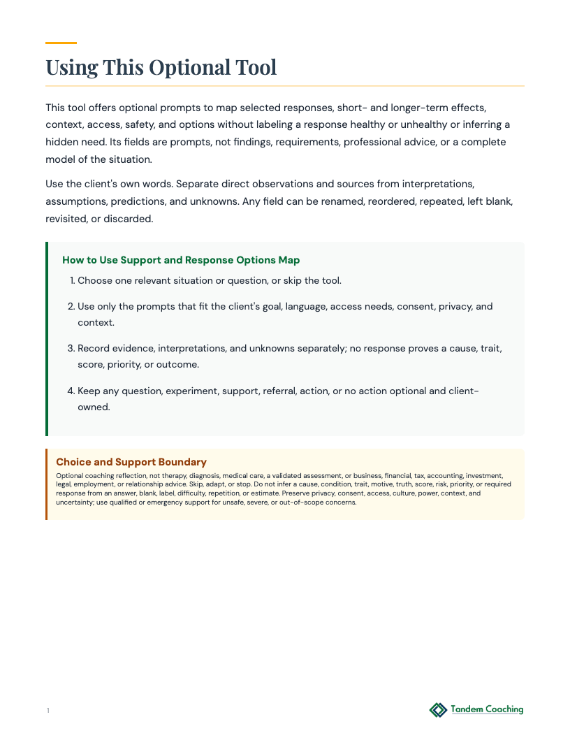 Support and Response Options Map - preview